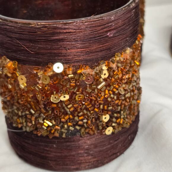 Home for the Holidays EUC Christmas tree candle set vintage 2005 brown gold - Picture 5 of 14